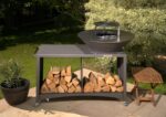 75cm Island Plancha BBQ with wood storage