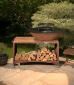 100cm Corten Island Plancha BBQ – Logi 100 with storage
